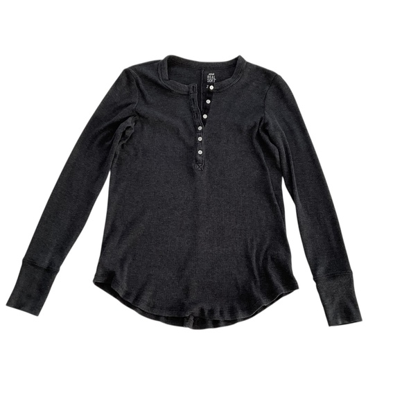 Aerie Real Soft Henley T-Shirt Sz S Gray Bella Swan Essential Layering Thermal - Picture 2 of 11